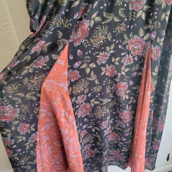 Anthropologie LAIA Ines Maxi Dress Black Floral Pleated Flare Sheath Small - Picture 7 of 9